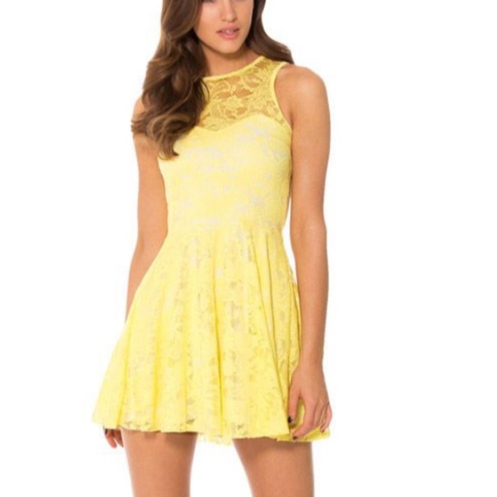 Black Milk Lemon Lace Skater Dress